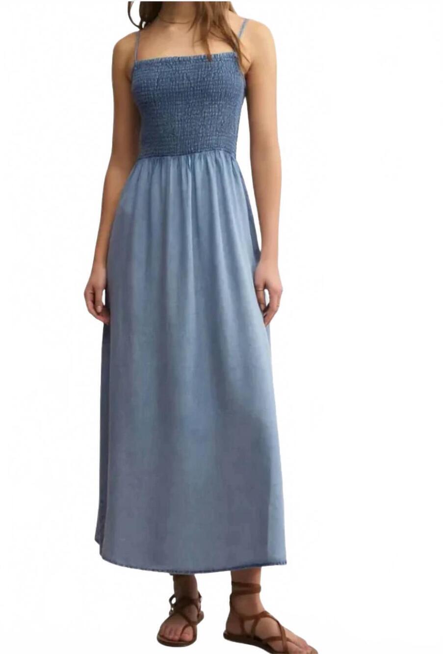 NEW Z SUPPLY women's bayside chambray midi dress in blue